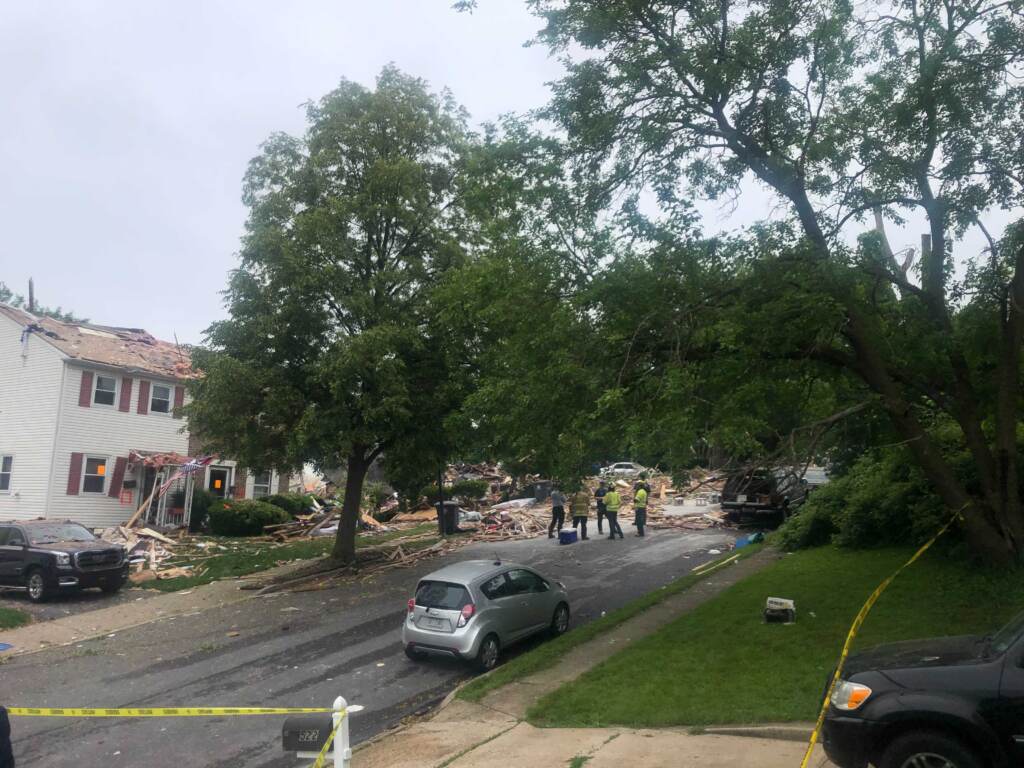 Image from iOS (56) The scene outside the house that exploded near Butler Avenue in Pottstown, Montgomery County. (Emily Rizzo/WHYY)