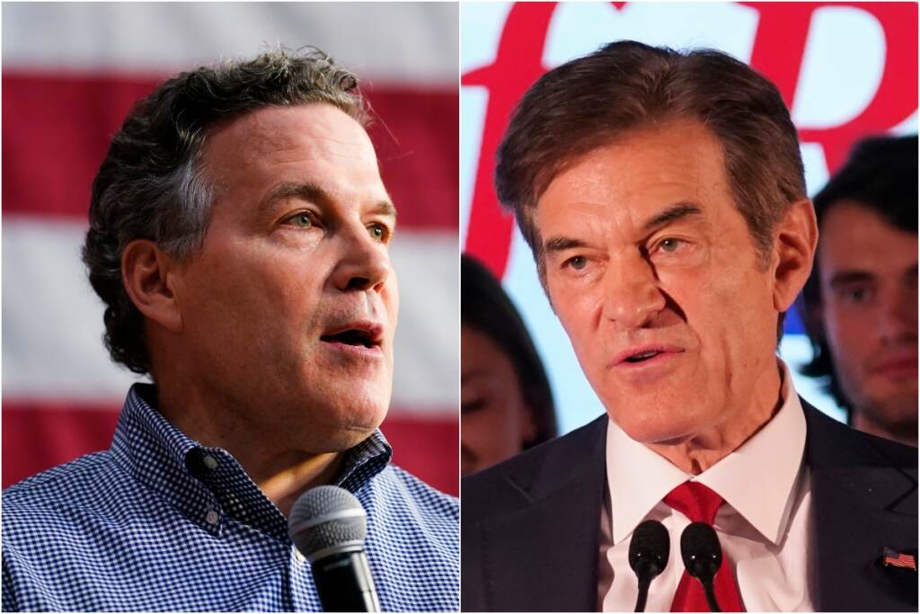 McCormick and Oz two box David McCormick (left) and Mehmet Oz, Republican candidates for U.S. Senate in Pennsylvania. (Matt Rourke and Seth Wenig/AP Photo)