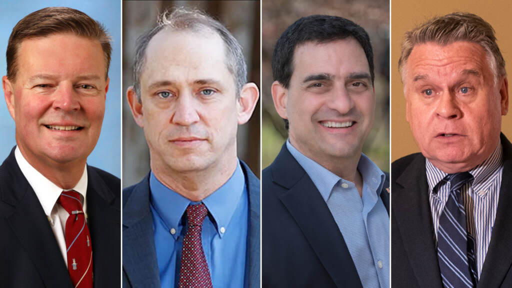 Paul-DeGroot-Toby-Anderson-Frank-Pallotta-Chris-Smith Four N.J. GOP primary candidates photos are arranged side by side.