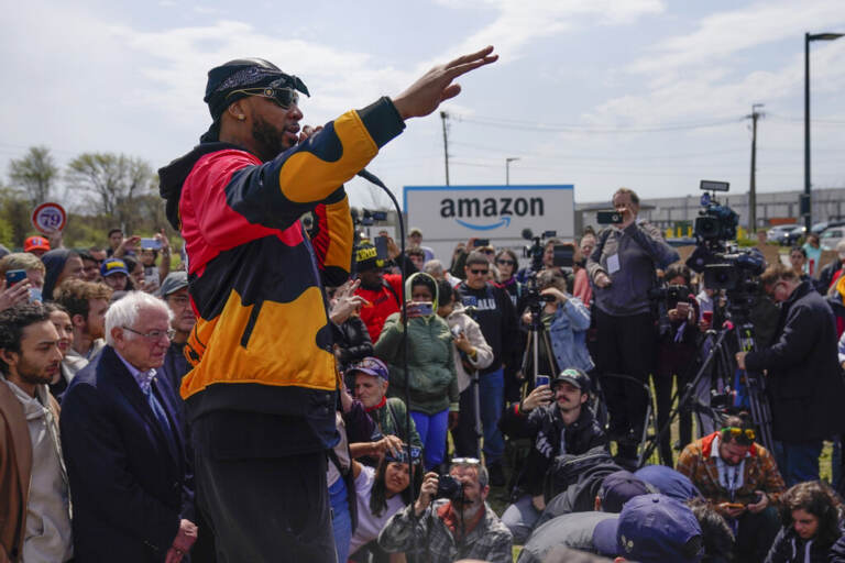 File photo: Christian Smalls, president of the Amazon Labor Union, speaks at a rally outside an Amazon facility on Staten Island in New York, Sunday, April 24, 2022. Amazon and the nascent group that successfully organized the company’s first-ever U.S. union are headed for a rematch Monday, May 2, 2022, when a federal labor board will tally votes cast by warehouse workers in yet another election on Staten Island.