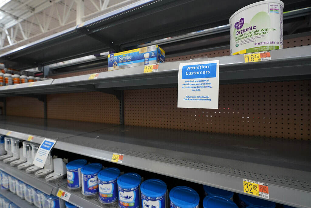Baby Formula Shortage View of an empty shelf in a grocery store where usually baby formula products are available.