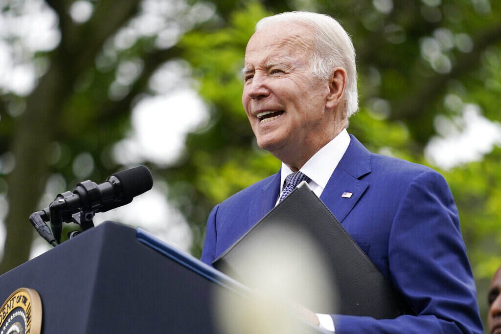 Biden President Joe Biden speaks in the Rose Garden of the White House in Washington, Friday, May 13, 2022, during an event to highlight state and local leaders who are investing American Rescue Plan funding.