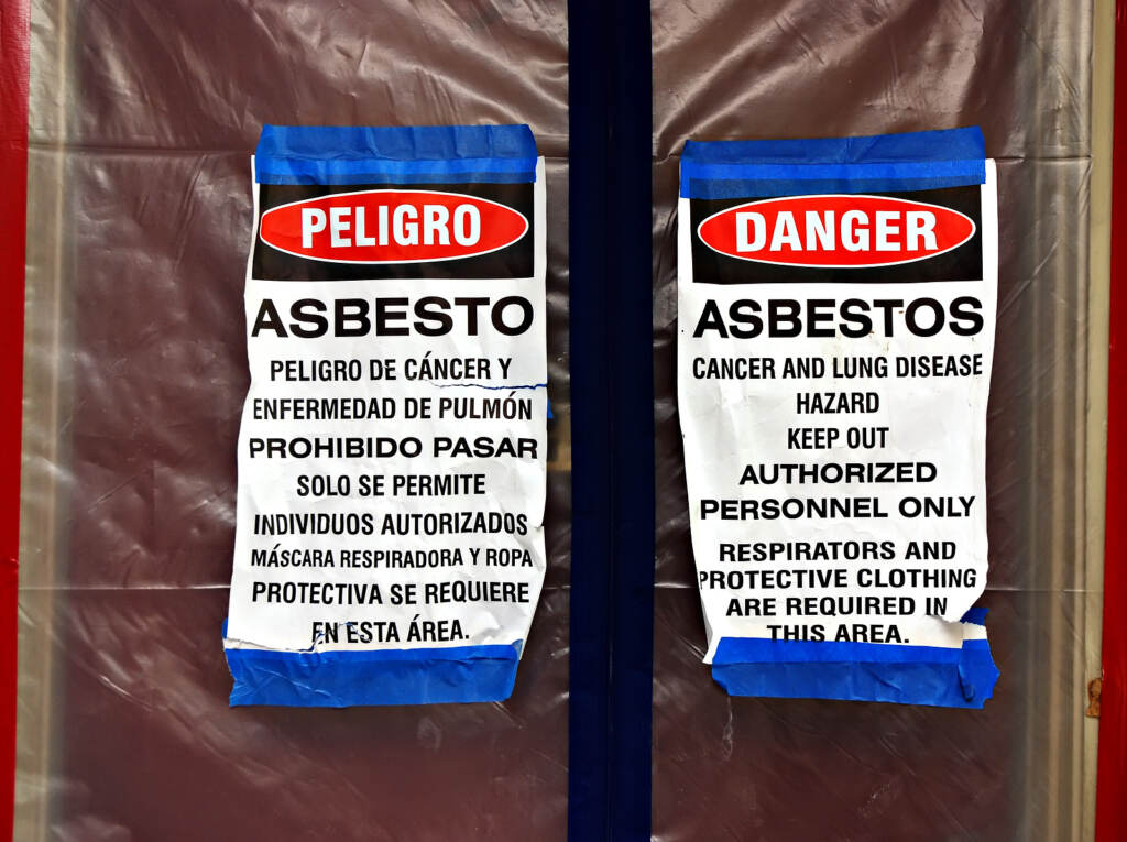 Asbestos Abatement Signs The new bill would require more frequent asbestos inspections in Philly schools. (Karimala/BigStock)