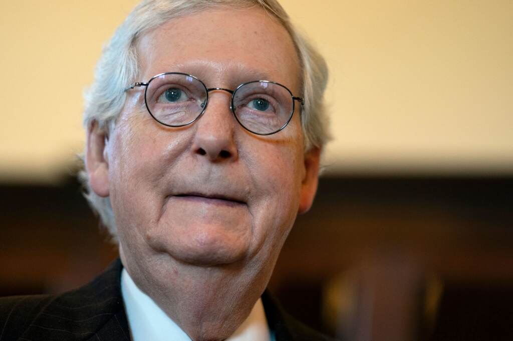 Senate Minority Leader Mitch McConnell led a delegation of Senate Republicans to Ukraine’s capital of Kyiv this weekend. Senate Minority Leader Mitch McConnell led a delegation of Senate Republicans to Ukraine's capital of Kyiv this weekend.(Stefani Reynolds/AFP via Getty Images)