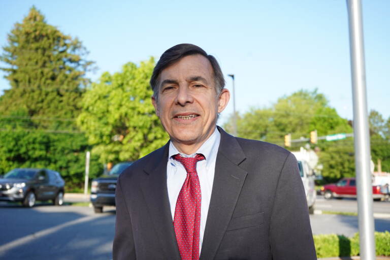 State Rep Greg Vitali stands outside a polling place