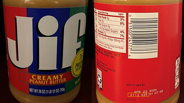 All of the affected Jif peanut butter products can be identified by their lot code numbers, which is usually found near the “best by” date. All of the affected Jif peanut butter products can be identified by their lot code numbers, which is usually found near the ''best by'' date. (CDC)