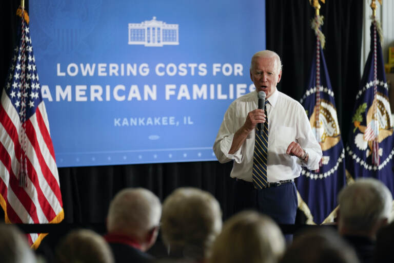 President Biden speaks to a crowd