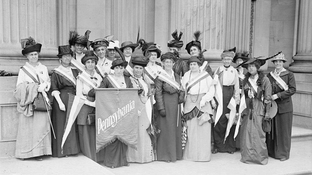 womensuffrage-pennsylvania-1024×576 Suffragists in Pennsylvania campaigning for the right to vote. (Harris and Ewing/Wikimedia Commons)