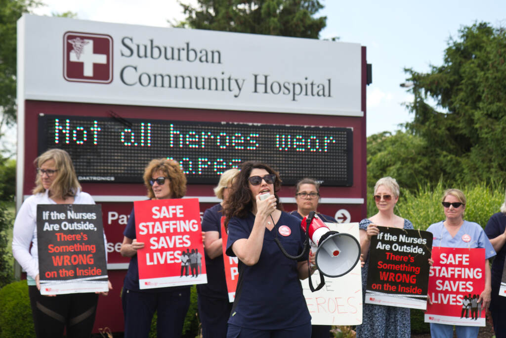 Nurses protest outside Suburban Community Hospital