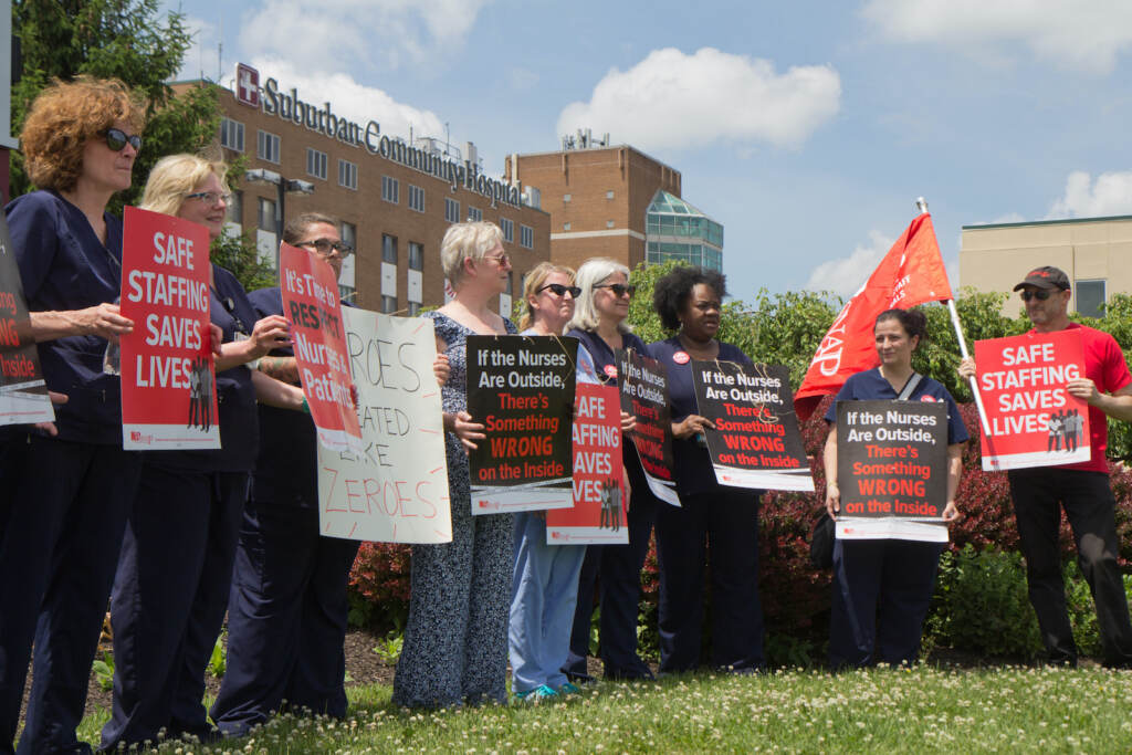 Nurses protest outside Suburban Community Hospital