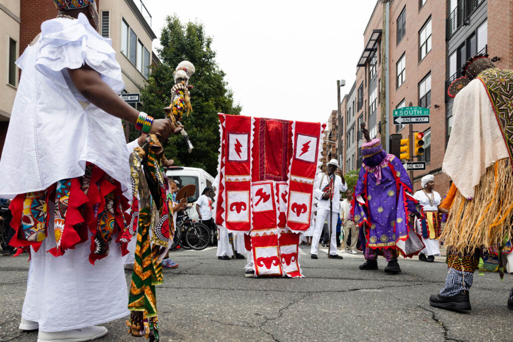 Odunde Performers Performers dance on South Street during the Odunde procession.