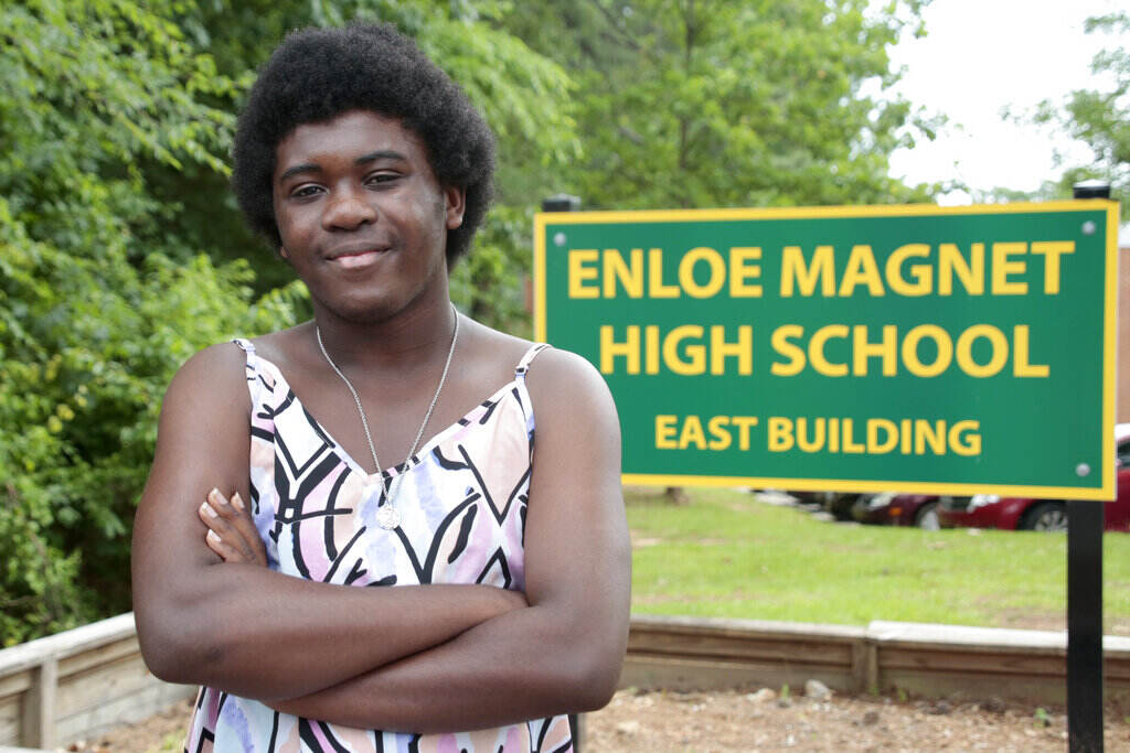 Texas School Shooting-School Police Graduating senior from Enloe High School Malika Mobley has concerns about proposed increases in police presence in schools following the recent Texas school shooting, Thursday, June 3, 2022, in Raleigh, N.C. To reassure students and educators following the mass shooting at a Texas elementary school, districts around the country pledged to boost security measures and increased the presence of law enforcement on campus.