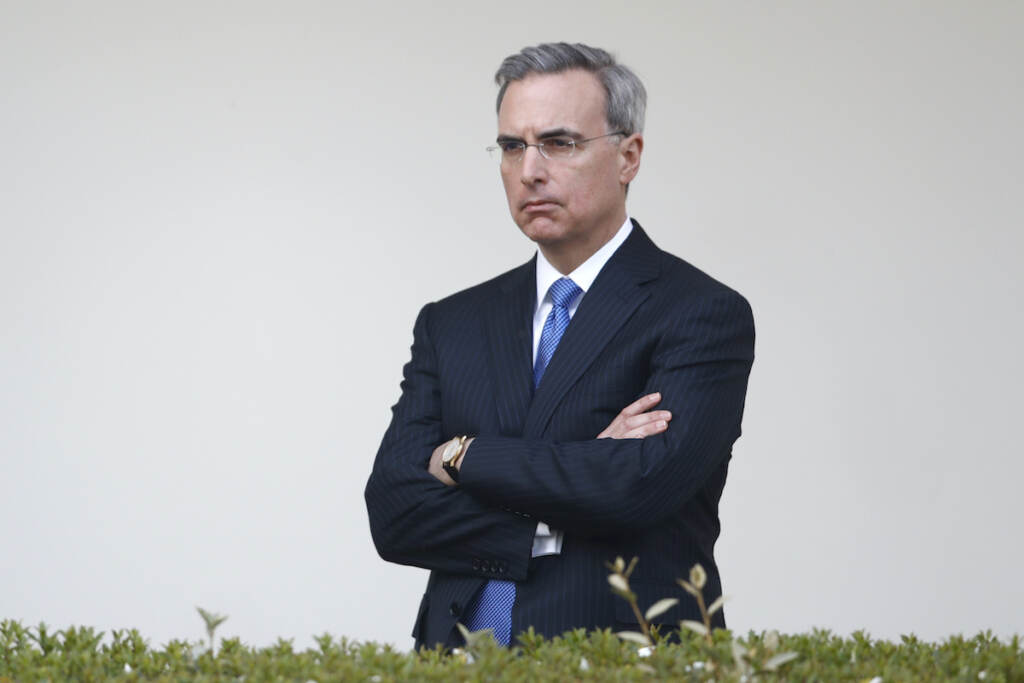 Capitol Riot Investigation File photo: White House counsel Pat Cipollone listens as President Donald Trump speaks during a coronavirus task force briefing in the Rose Garden of the White House, March 29, 2020, in Washington. (AP Photo/Patrick Semansky, File)