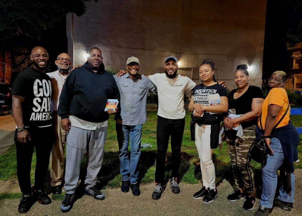 GLamarConnectionsPicMain G. Lamar Stewart (middle) with anti violence activists and faith leaders on evening walk, which is part of June effort to interrupt cycle of gun violence. (Courtesy of TaylorMADE Opportunities)