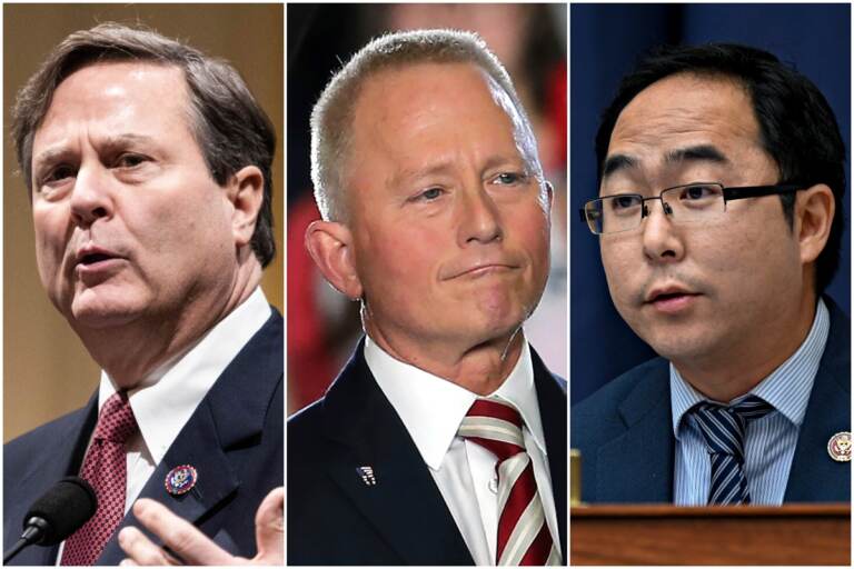 (From left) Rep. Donald Norcross, Rep. Jeff Van Drew, and Rep. Andy Kim. (Graeme Jennings/Pool via AP, Mel Evans/AP Photo, and Erin Scott/Pool via AP)