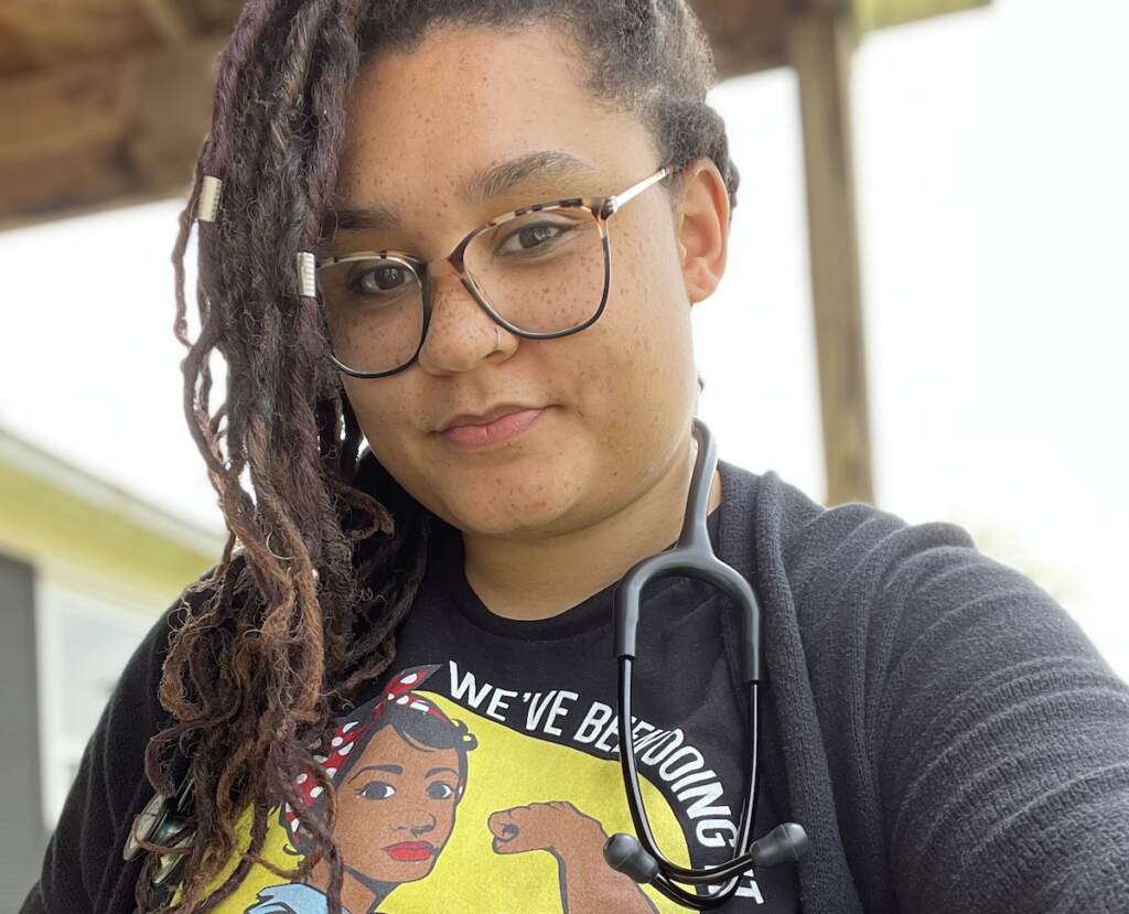 Staysha Staysha Quentrill is becoming a certified nurse midwife in West Virginia to support expecting Black mothers. (Courtesy of Staysha Quentrill)