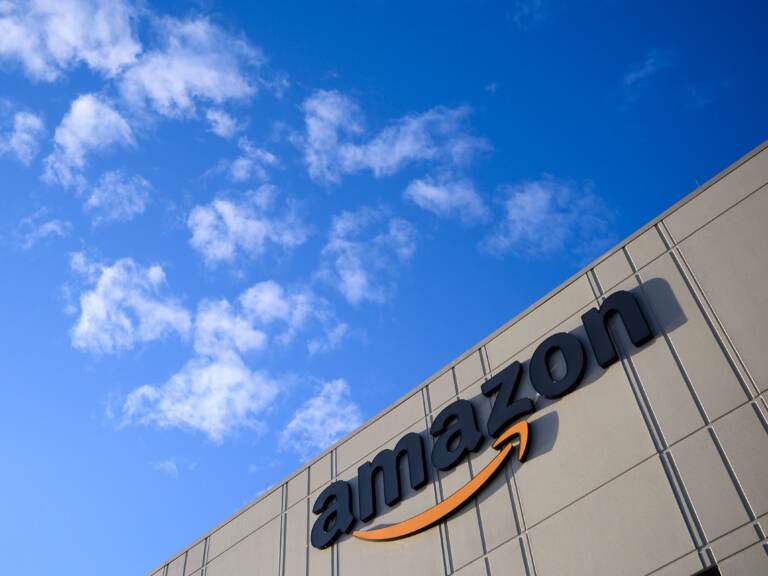 The National Labor Relations Board is holding a hearing to consider Amazon's objections to the union election at a warehouse on Staten Island. Amazon is seeking a new election. (Johannes Eisele/AFP via Getty Images)