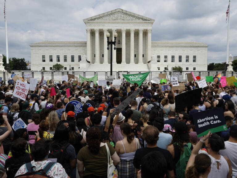 Thousands of abortion-rights activists gather in front of the U.S. Supreme Court