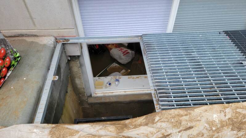Water is seen entering a home near Fourth and Hewson streets in Kensington following a water main break.