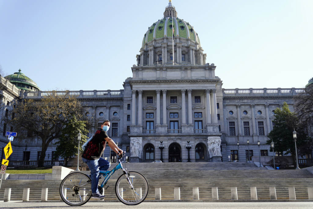 Constitutional Amendments State Legislature A cyclist rides past the Pennsylvania Capitol