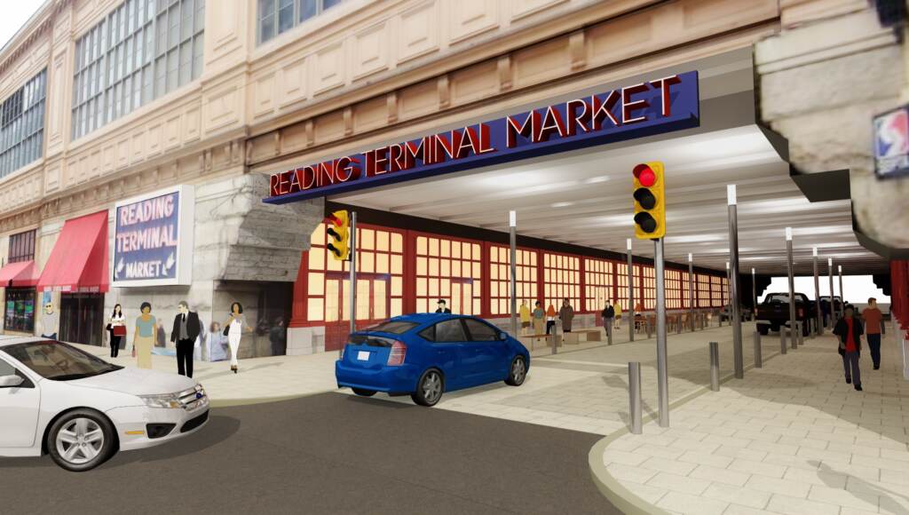 readingterminal-filbertstreet-rendering A rendering of what Filbert Street might look like this fall when the transformation is complete. (Courtesy of Ground Reconsidered)