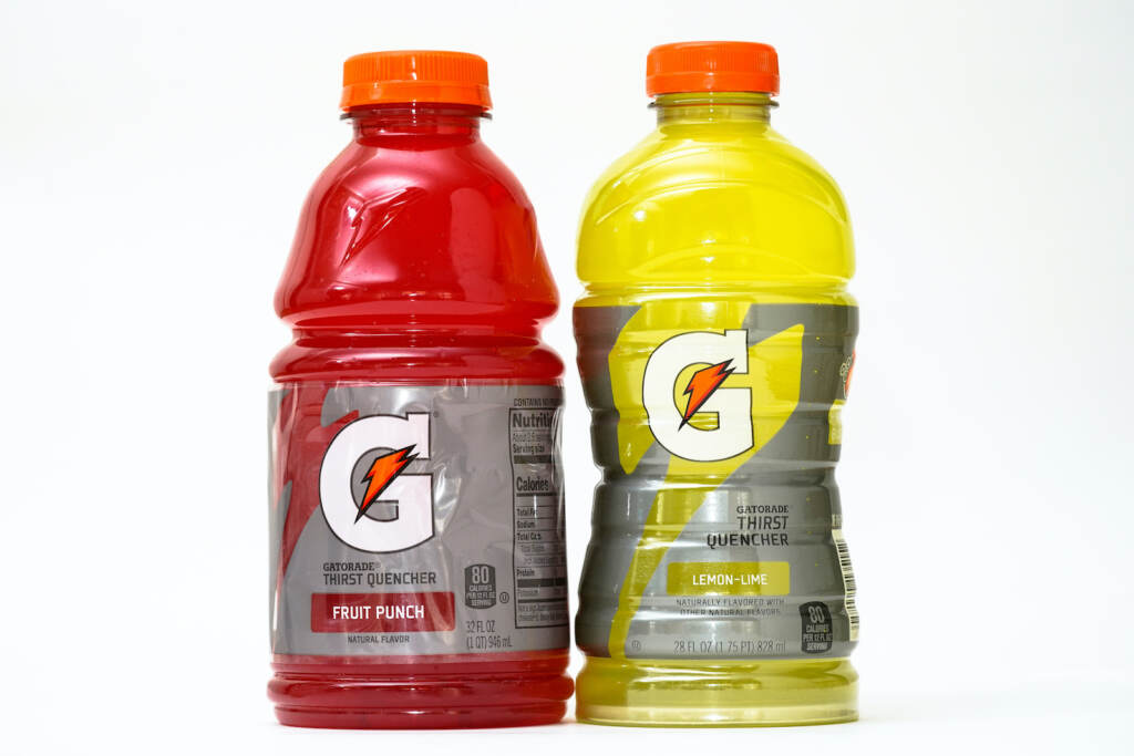 Shrinkflation Bottles of Gatorade are pictured, left, a 32 fluid ounce and 28 fluid ounce