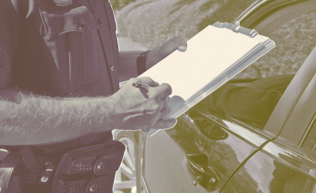 spa-getty-police-records-062722 An illustration of a police officer holding a clipboard.