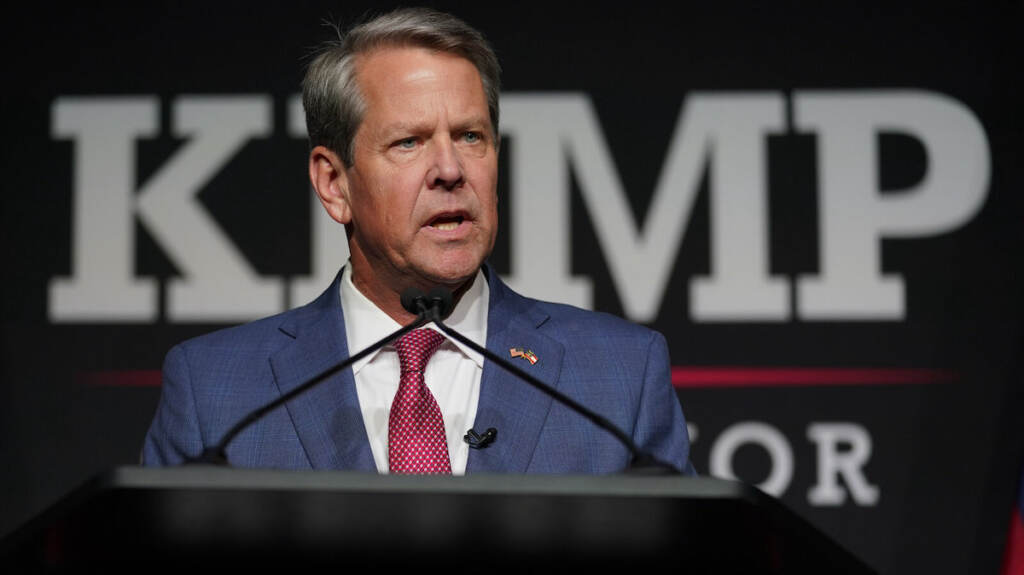 Election Georgia Governor Gov. Brian Kemp speaks during an election-night watch party Tuesday, May 24, 2022, in Atlanta.