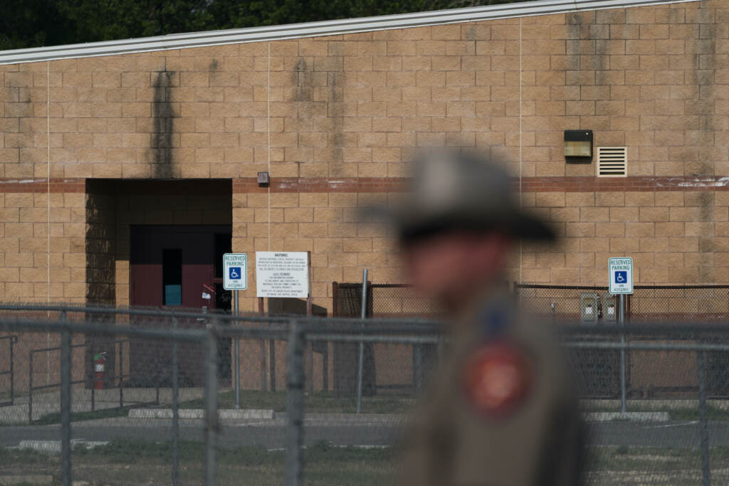 Texas School Shooting A back door at Robb Elementary School