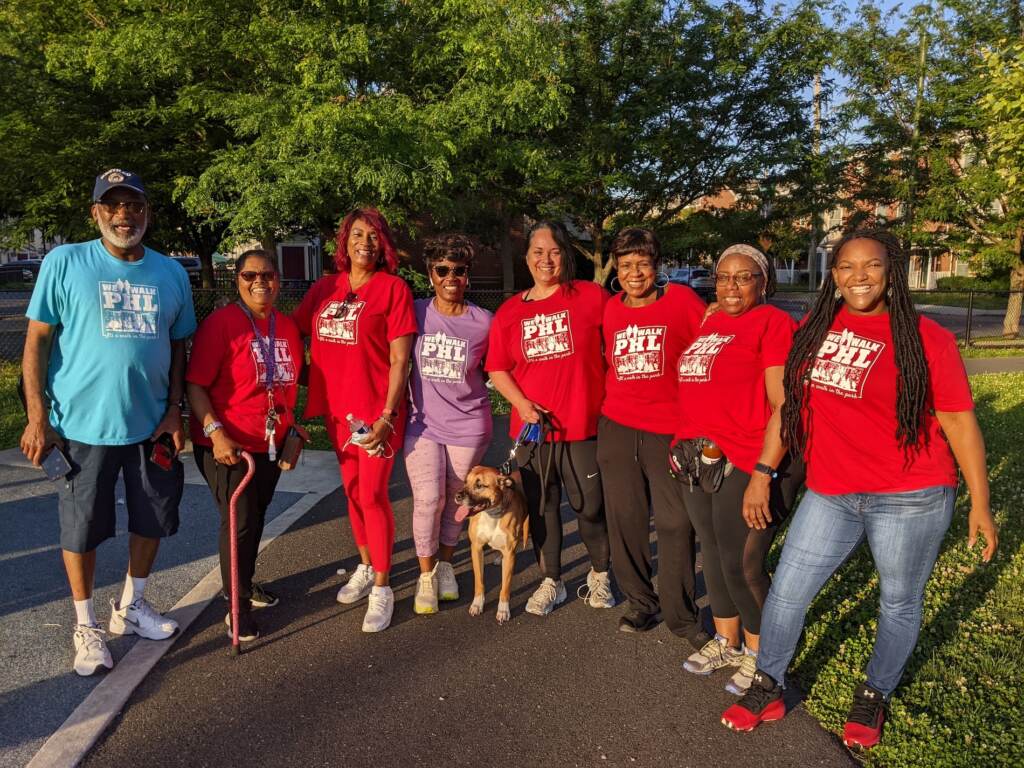 we-walk-phl-e-estrada-2022-06-16-4 The We Walk PHL group at Lanier Playground in Grays Ferry meets three mornings a week at 6:30 a.m. They call themselves the 'phenomenal, elegant Lanier walkers.' (Elizabeth Estrada/WHYY)
