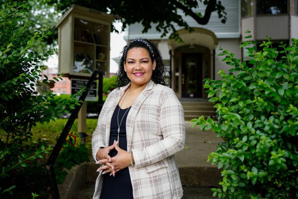 yamelisa-taveras-candidate-MS-SPA-060822 ''It’s a much smoother path for candidates that don’t have those barriers in the way and those barriers are placed there too often to prevent BIPOC individuals to get into office,'' said Yamelisa Taveras, a recent candidate for the Pennsylvania State Senate seen here at her office in Allentown. (Matt Smith for Spotlight PA)
