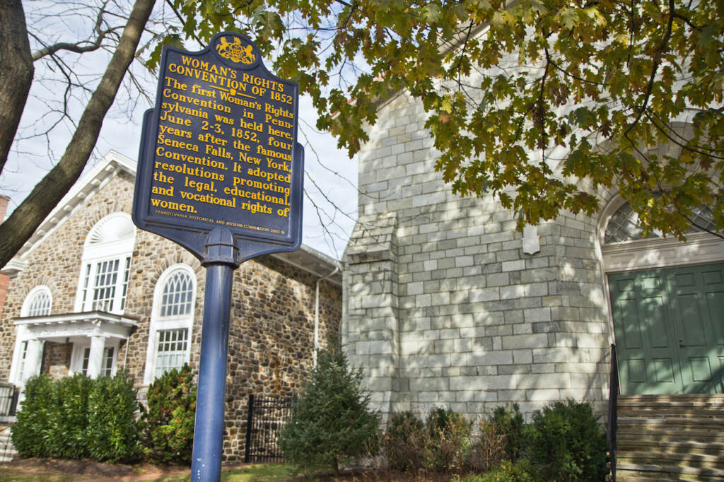 2019-11-14-k-paynter-chesco-histroical-society-2-1 Chester County has numerous sites of historical significance, including this building, which was the site of the first Pennsylvania Women’s Rights Convention in 1852. (Kimberly Paynter/WHYY)