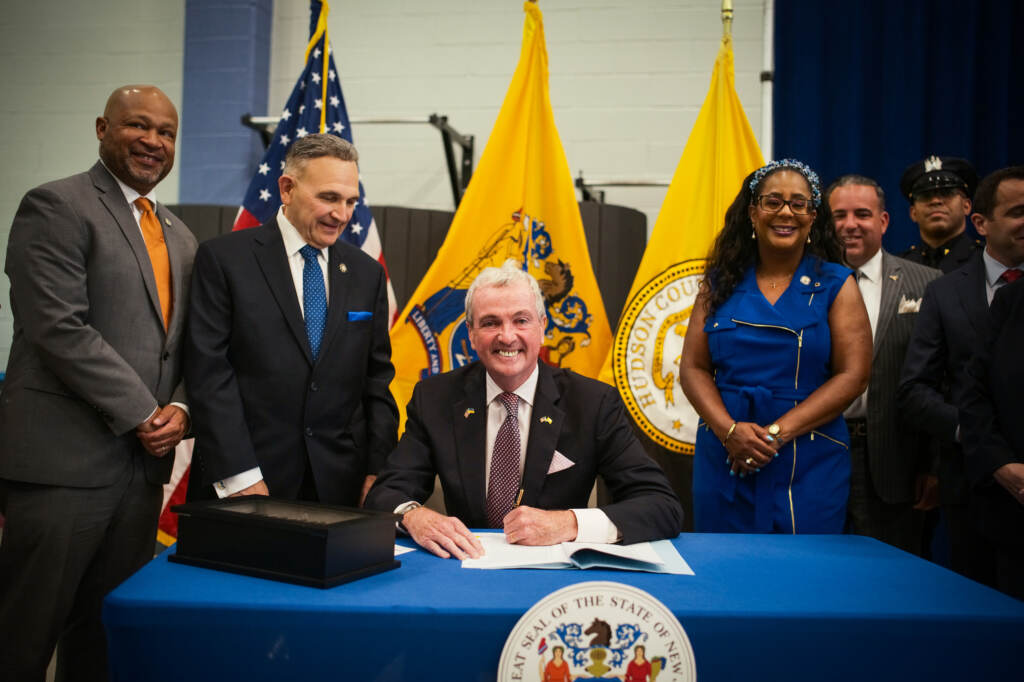 Governor Murphy signs legislation creating a system of licensing for law enforcement on Thursday, July 21, 2022. (Edwin J. Torres/NJ Governor’s Office).