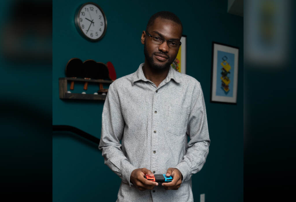 6_Nicodemus-Madehdou-at-the-Philadelphia-CIC-co-working-space-that-is-home-to-Jump-Button-Studio.-Photo-credit_-Calbert-Werner-968×1024-(1) Nick at the Philadelphia CIC co-working space that is home to Jump Button Studio. (Calbert Werner)