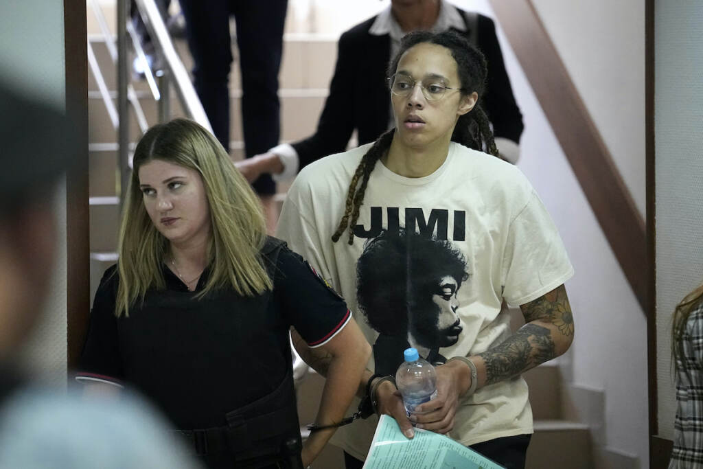 Brittney Griner Brittney Griner is escorted to a courtroom for a hearing