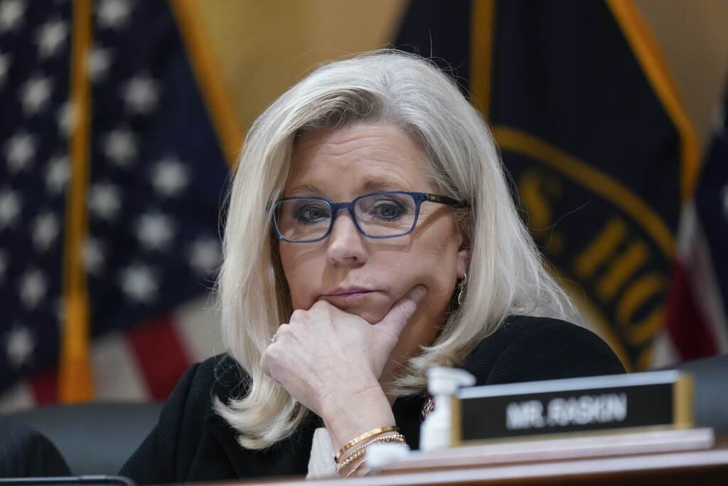 Liz Cheney Vice Chair Liz Cheney, R-Wyo., listens as the House select committee investigating the Jan. 6 attack on the U.S. Capitol holds a hearing at the Capitol in Washington, Tuesday, July 12, 2022. (AP Photo/J. Scott Applewhite)