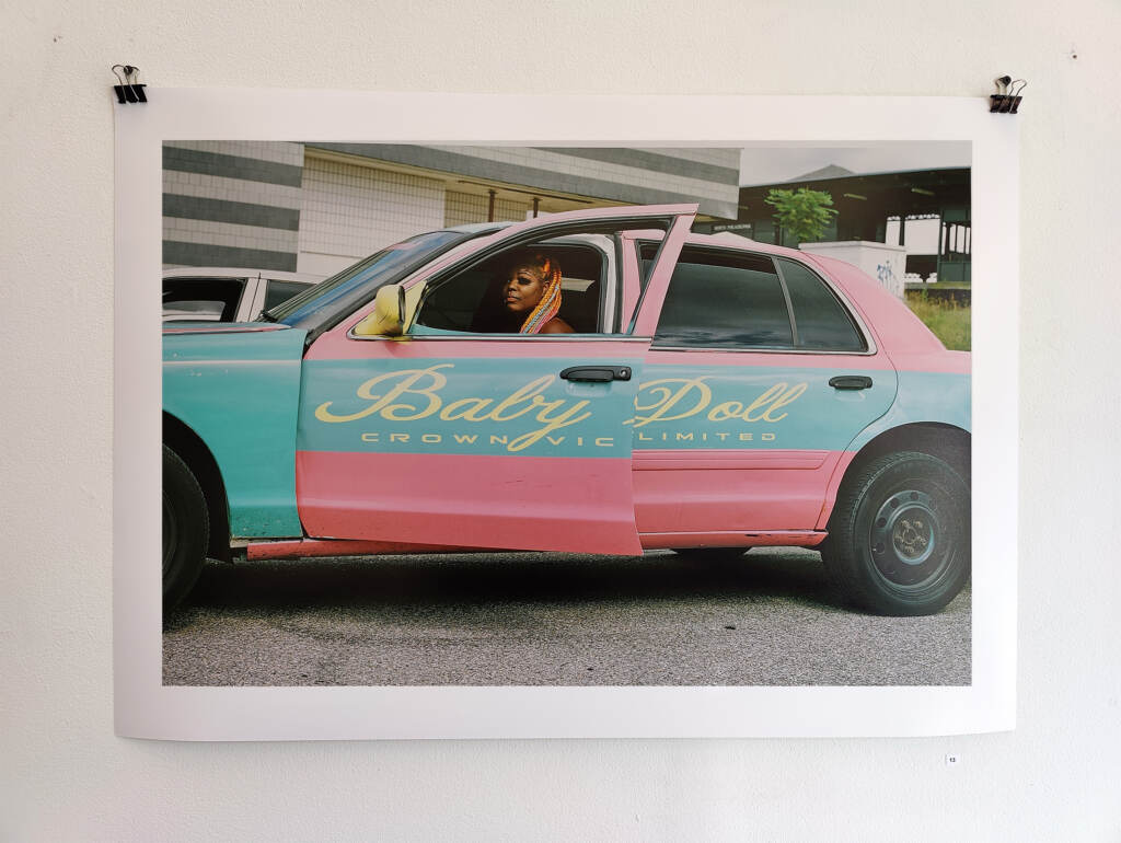 Crown-Vic-p-crimmins-2022-07-14 Sheldon Omar-Abba photo of a 2011 Ford Crown Victoria owned by a woman who goes by 'Baby Doll Demon Doll.' (Peter Crimmins / WHYY)