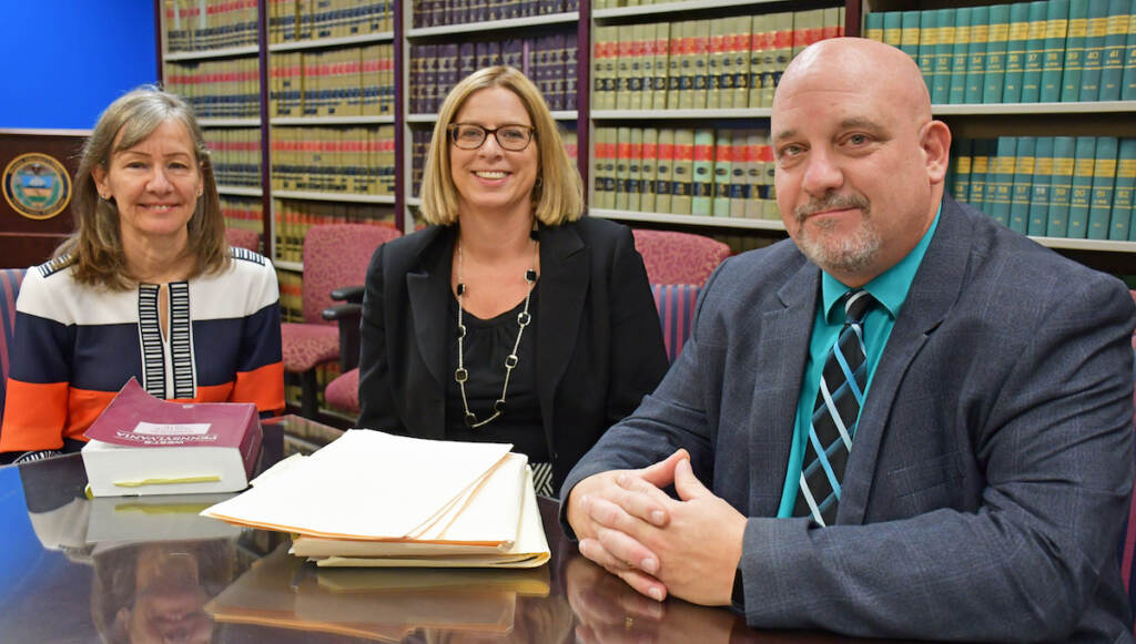 Yolanda Van de Krol (L) (From left) Yolanda Van de Krol, the Chester County Clerk of Courts; Renee Merion, the Deputy District Attorney in charge of the Juvenile Unit; and Don Corry, the county Chief Juvenile Probation Officer all played a role in putting together the program. (Courtesy of Chester County)