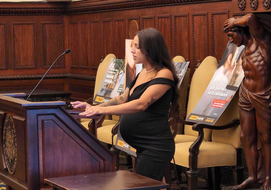 anti-smoking-campaign-t-macdonald-2022-07-12-2 Valerie Andreyeva, who was featured in the anti-smoking campaign, was able to finally quit due to her pregnancy. (Tom MacDonald / WHYY)