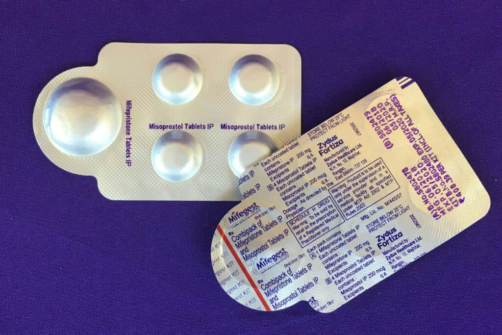 Plan C shows a combination pack of mifepristone and misoprostol tablets, two medicines used together, also called the abortion pill. Plan C shows a combination pack of mifepristone and misoprostol tablets