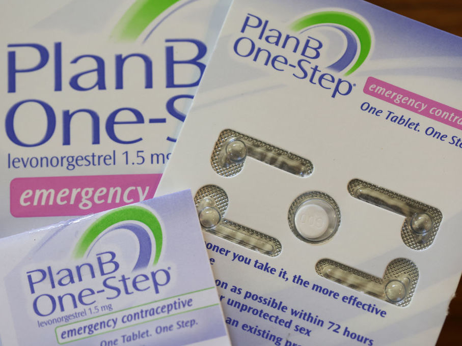 Plan B is one brand of the emergency contraceptive levonorgestrel, which works by delaying ovulation. It is sold over the counter at pharmacies, but is often kept in locked boxes or is only accessible by asking a pharmacist. Up-close view of emergency contraception packages.