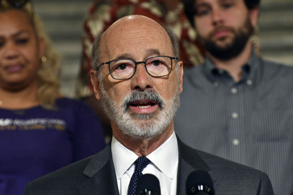 Nursing Home-Staffing Pennsylvania Gov. Tom Wolf speaks at a Capitol news conference