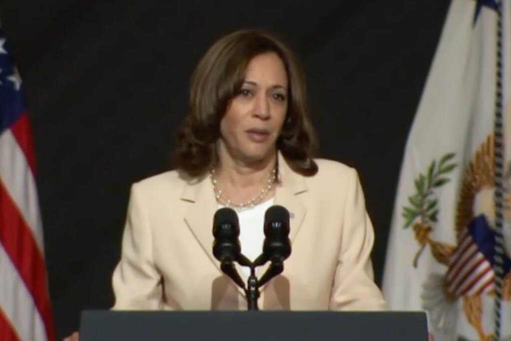 kamala-harris-naacp-atlantic-city-6abc-2022-07-18 Speaking at the NAACP Convention in Atlantic City on July 18, 2022, Vice President Kamala Harris voiced support for abortion rights and tighter gun restrictions, and promised to reduce disproportionately high maternal mortality rates for people of color. (6abc)