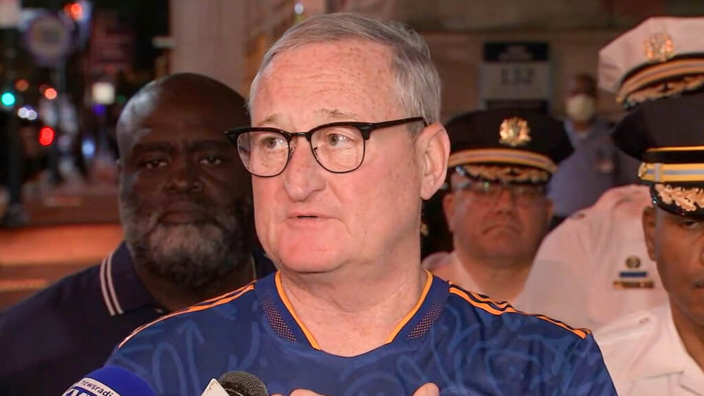 mayorkenney-pressconference-julyfourthshooting Close-up of Mayor Kenney speaking with the media.