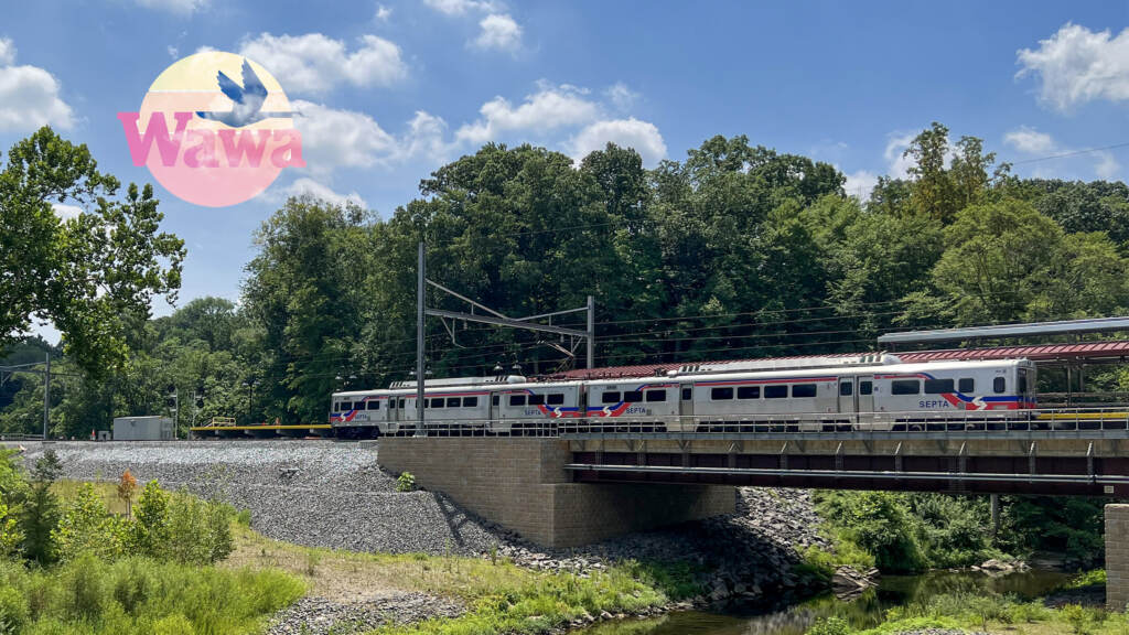 wawastation-septa-logo A SEPTA train is visible and a Wawa logo sits in the upper left hand corner of the photo.