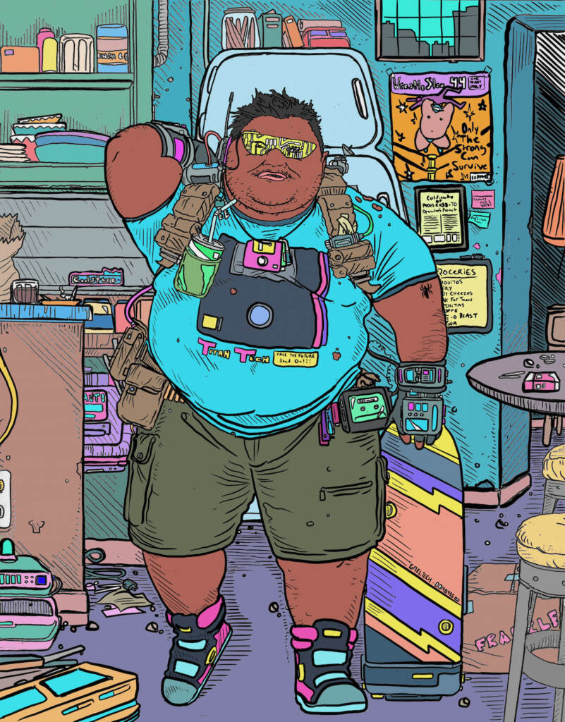 An illustration of Bo, the main character of "Black Vans."