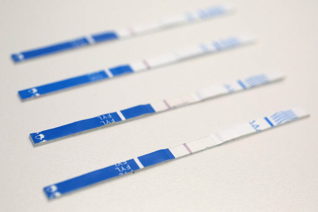 Overdose Deaths Kentucky An up-close photo of fentanyl test strips.