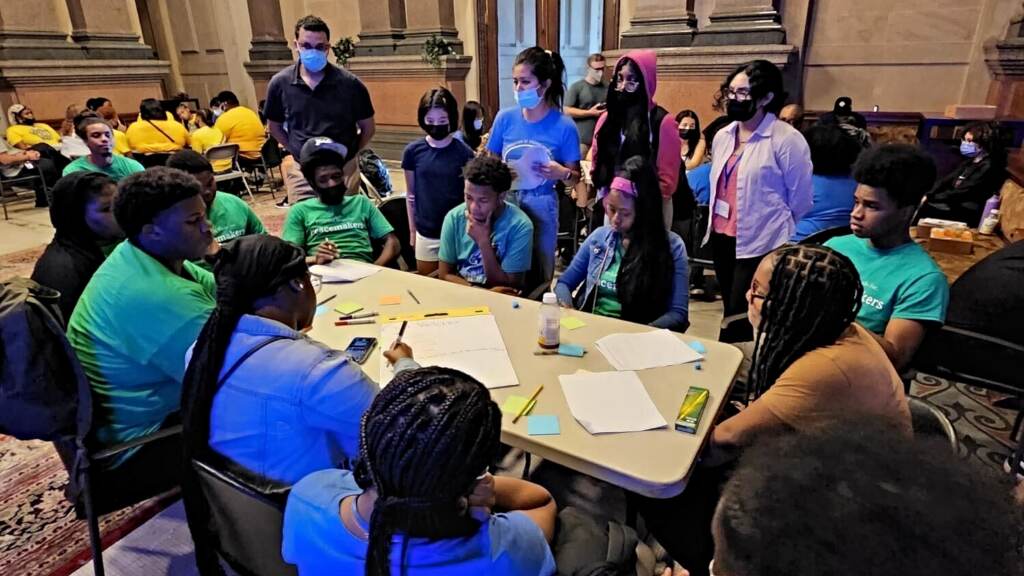Image from iOS (85) (1) A youth group from nonprofit Frontline Dads participated in gun violence discussions with Philadelphia city leaders today as part of PHL Youth Week. (Courtesy of Reuben Jones)