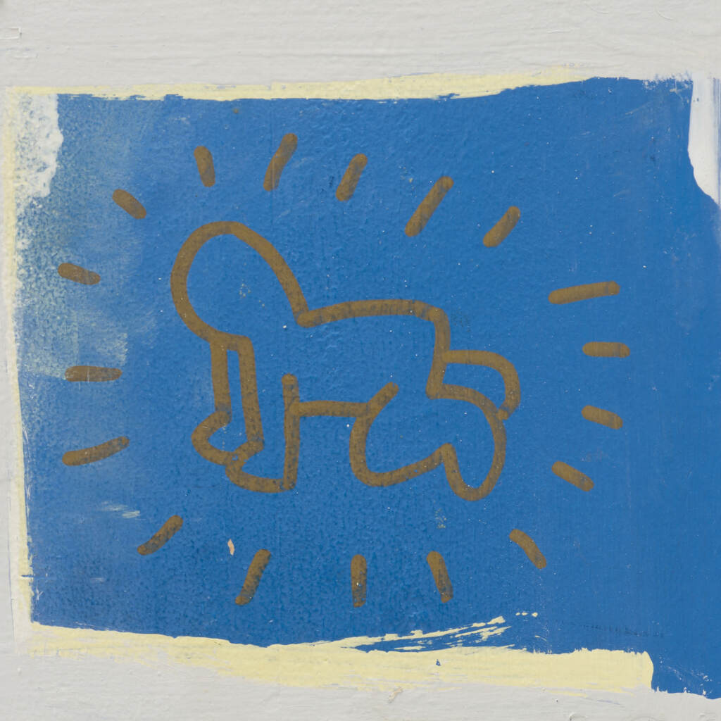 Keith Haring wall drawing ''Radiant Baby,'' by Keith Haring, painted on the wall of his childhood bedroom. (Courtesy of the Rago/Wright auction house)
