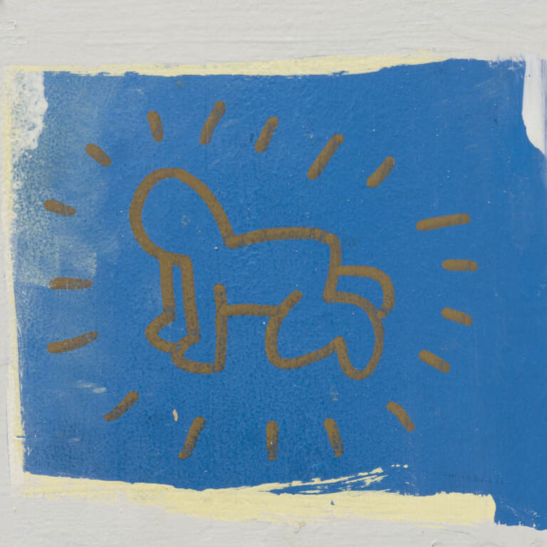 ''Radiant Baby,'' by Keith Haring, painted on the wall of his childhood bedroom. (Courtesy of the Rago/Wright auction house)